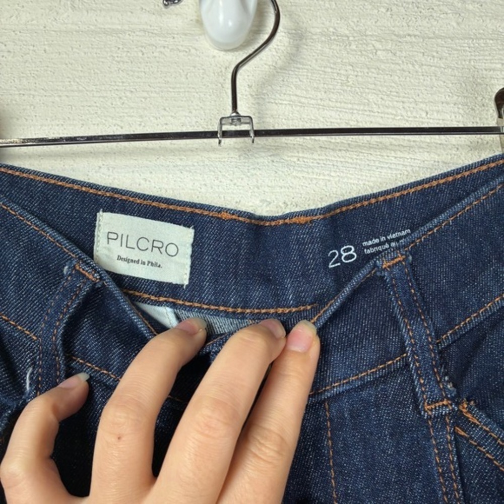 Anthropologie Pilcro Womens Seamed Flounce High Rise Wide Leg Jeans Size 28 Blue - Picture 8 of 15